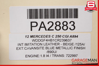 08-14 Mercedes W204 C250 C350 Rear Right Side Interior Door Panel Assembly Beige
