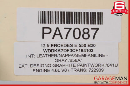 10-17 Mercedes W207 E550 Front Right Side Exterior Door Shell Panel Graphite