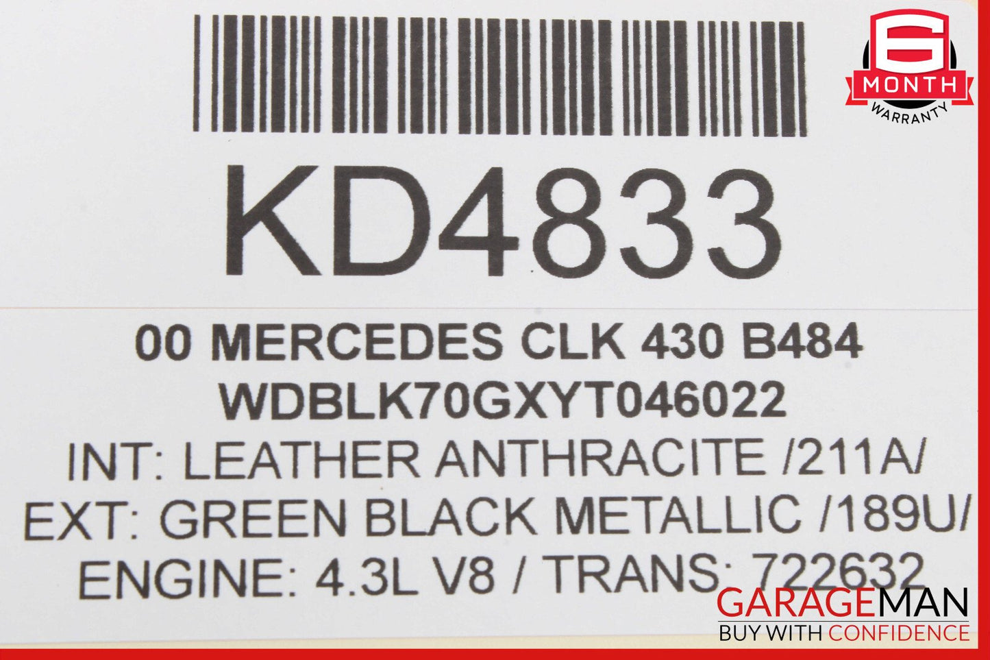 98-03 Mercedes W208 CLK430 Rear Left Or Right Seatbelt Seat Belt Retractor OEM