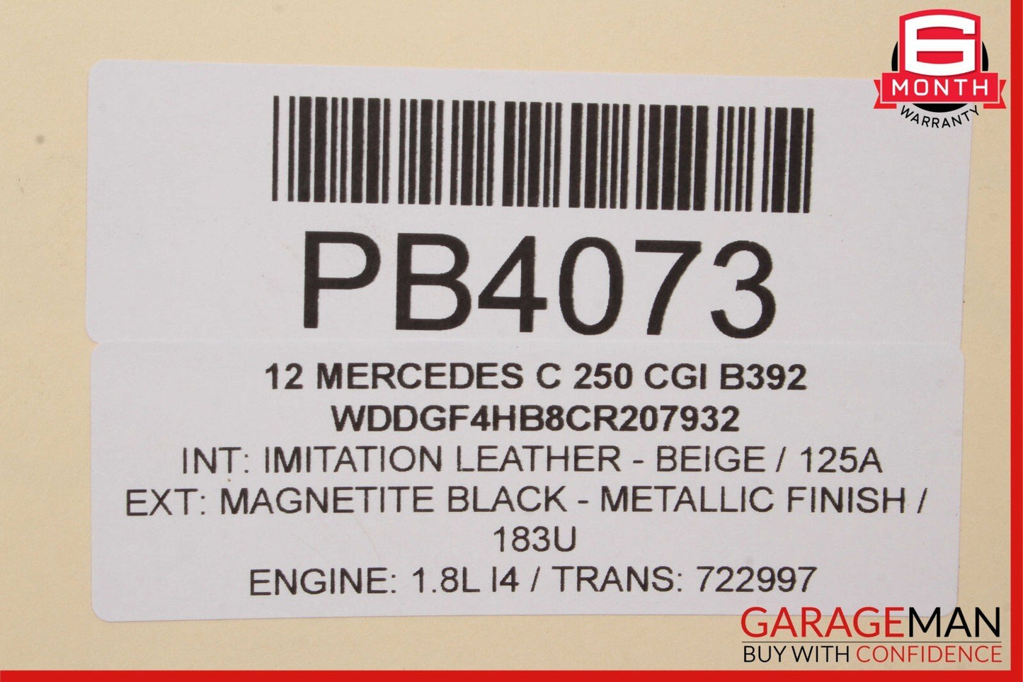 08-14 Mercedes W204 C250 C300 C350 Front Right Side Wing Fender Panel Black