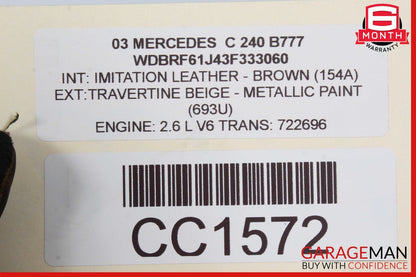 01-04 Mercedes W203 C240 C320 Front Right / Left Top Upper Seat Cushion Brown