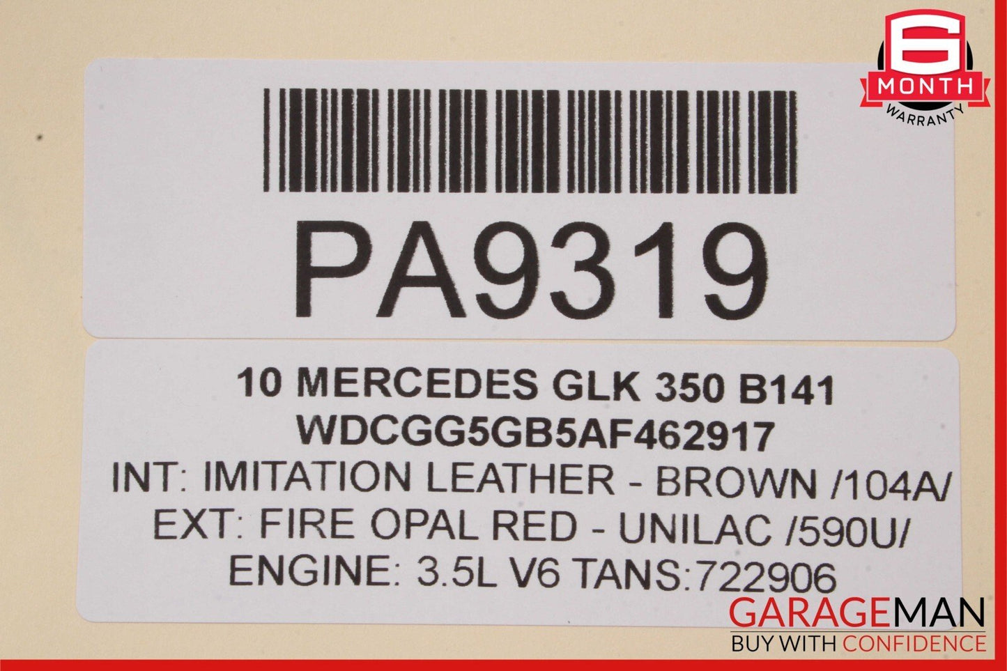 10-15 Mercedes X204 GLK350 GLK250 Front Right Side Wing Fender Fire Opal Red