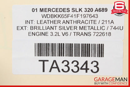 97-04 Mercedes R170 SLK320 Rear Luggage Top Shelf Trim Cover Panel Anthracite