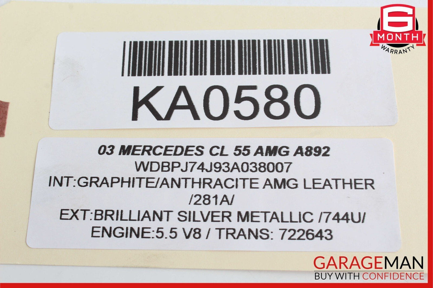 00-12 Mercedes W215 CL55 AMG SL600 Front Right Side Window Regulator Motor