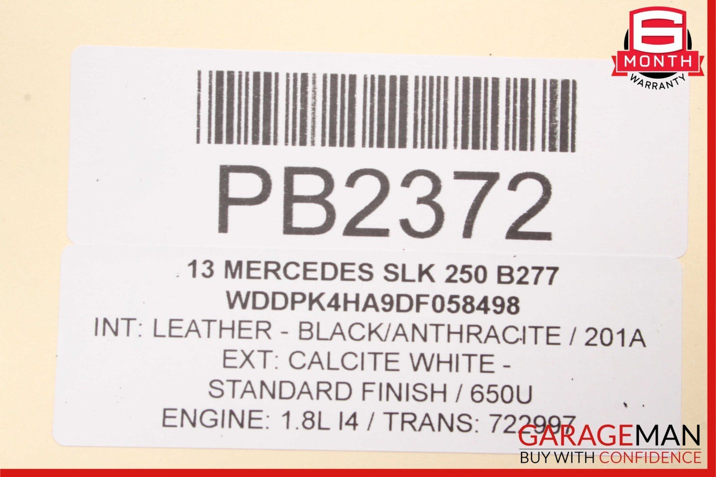 12-16 Mercedes R172 SLK350 Rear Back Headrest Roll Bar Trim Shelf Panel Assembly