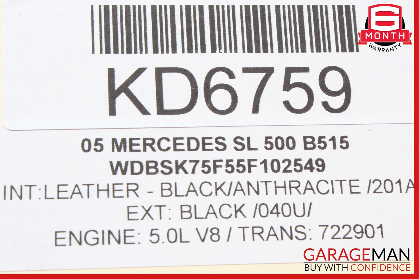 03-06 Mercedes R230 SL500 Right Door Keyless Go Entry Antenna Module OEM