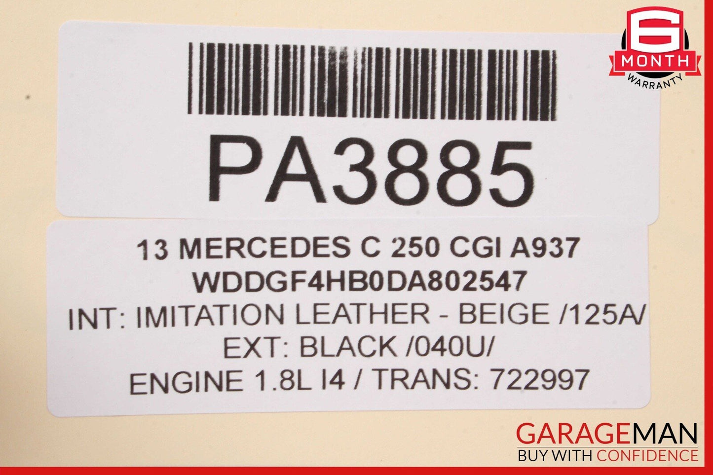 08-14 Mercedes W204 C250 C300 C350 Front Right Top Upper Seat Cushion Beige OEM