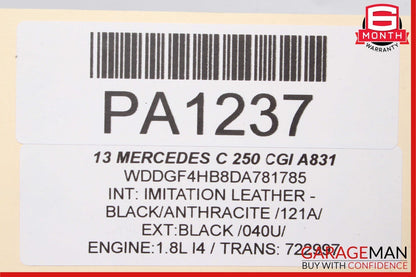 08-14 Mercedes W204 C280 C300 AMG Sport Sedan Left Side Skirt Rocker Panel Black