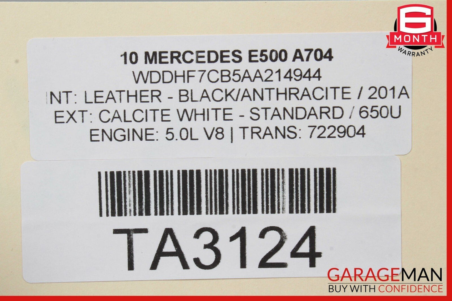 10-16 Mercedes W212 E350 E550 Sedan Rear Top Upper Seat Cushion Cover Anthracite