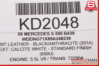 07-09 Mercedes W221 S550 S63 AMG Top Upper Rear View Inside Dim Mirror Gray