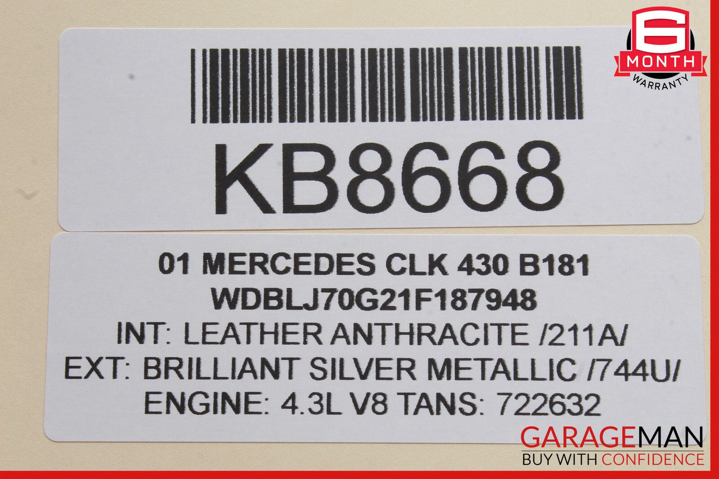 98-03 Mercedes W208 CLK430 CLK55 AMG Exterior Door Handle Right Side Silver OEM