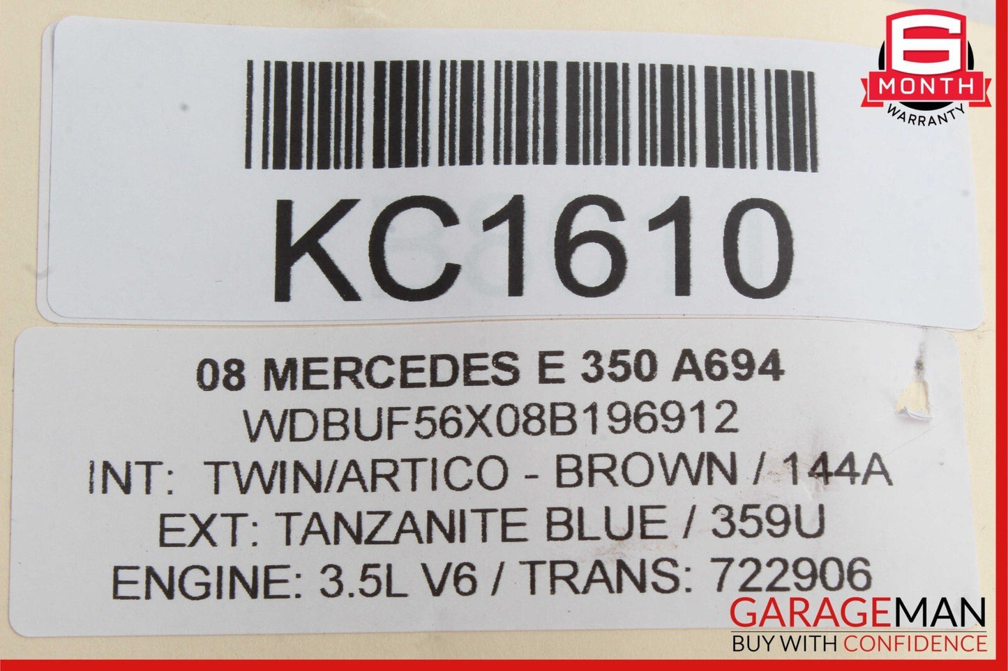 07-09 Mercedes W211 E350 E550 Front Right Side Lower Bottom Seat Cushion Black