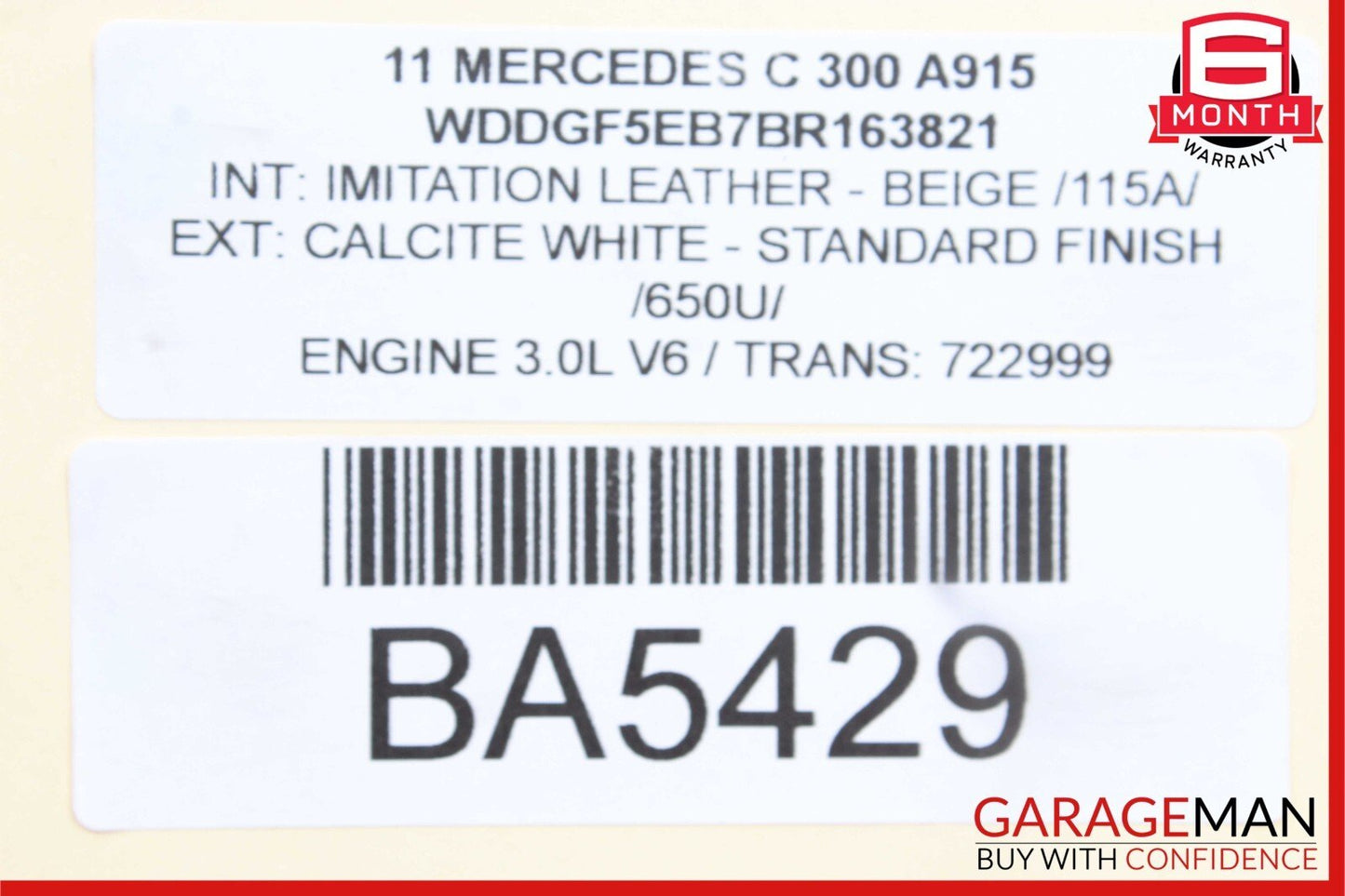 12-14 Mercedes W204 C250 C300 Rear Right Passenger Exterior Door Handle White