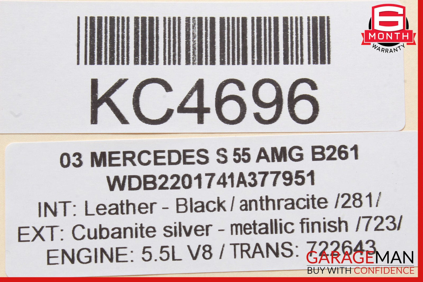 00-06 Mercedes W220 S55 Rear Right Keyless Go Exterior Door Handle OEM