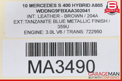 10-13 Mercedes W221 S400 S65 AMG Interior Top Upper Rear View Mirror Beige OEM