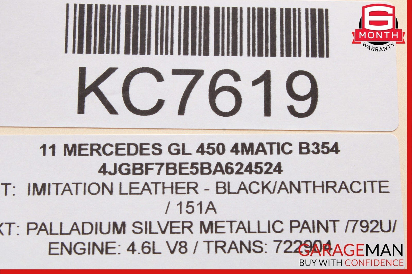 06-12 Mercedes X164 GL450 Front Right Side Sun Visor Sunvisor Shade Gray OEM