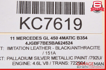 06-12 Mercedes X164 GL450 Front Right Side Sun Visor Sunvisor Shade Gray OEM