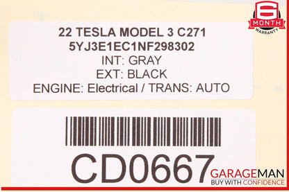 17-23 Tesla Model 3 Rear Bumper Lower Reinforcement Crash Impact Bar OEM