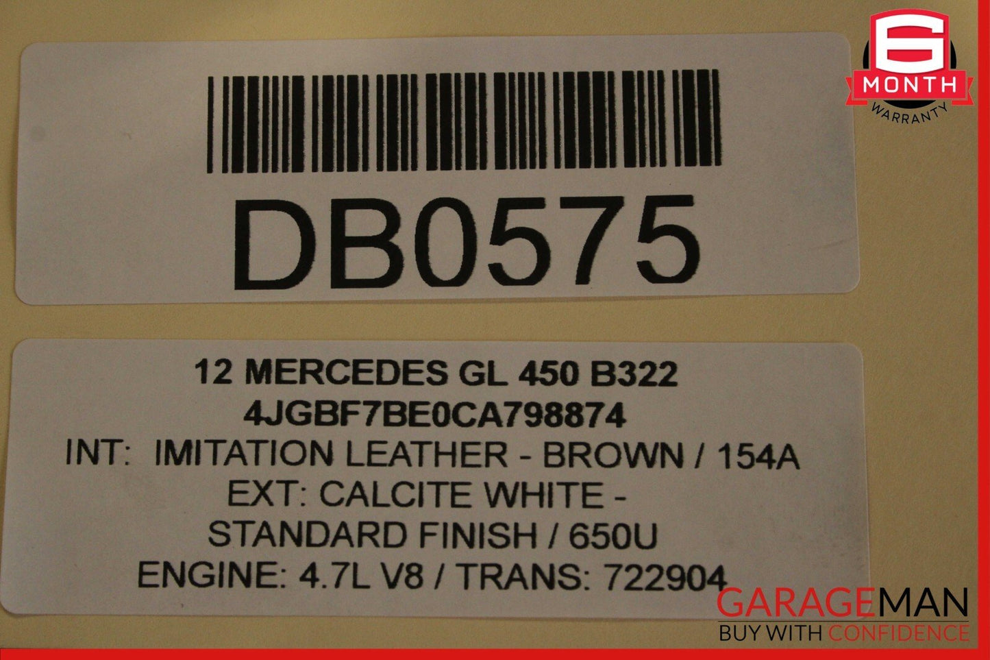 07-12 Mercedes X164 GL450 Front Right Passenger Top Upper Seat Cushion OEM