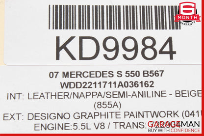 07-13 Mercedes W221 S550 S400 S350 S65 AMG Front Right Under Seat Control Unit