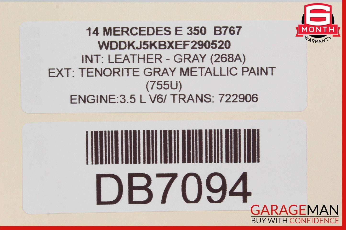 10-17 Mercedes W207 E350 C250 Front Right Lower Bottom Seat Cushion Cover Grey