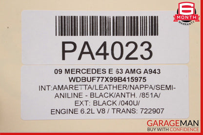 07-09 Mercedes W211 E63 AMG Rear Left Top Upper Seat Cushion Cover Black OEM