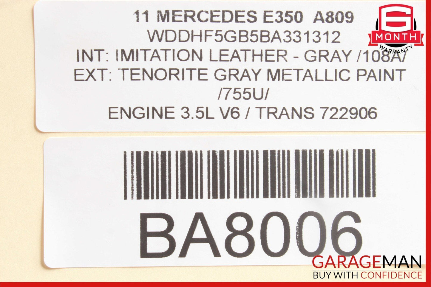 10-13 Mercedes W212 E350 E550 Rear Left Driver Side Interior Door Panel Grey