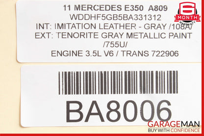 10-13 Mercedes W212 E350 E550 Rear Left Driver Side Interior Door Panel Grey