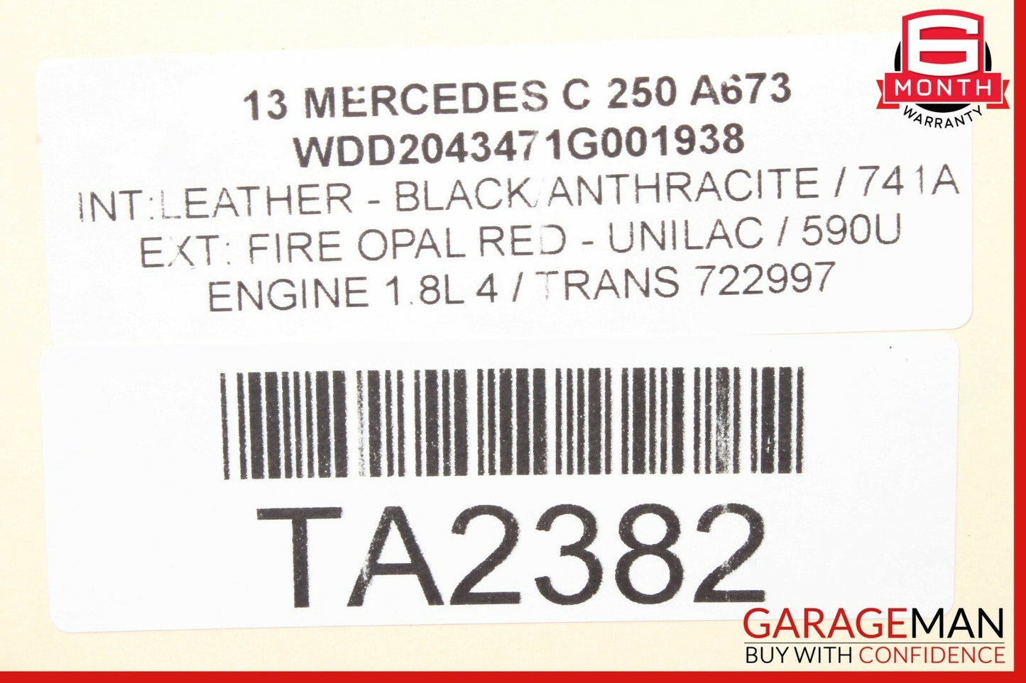 12-14 Mercedes W204 C250 Coupe Sport Right Side Rocker Skirt Moulding Panel Red