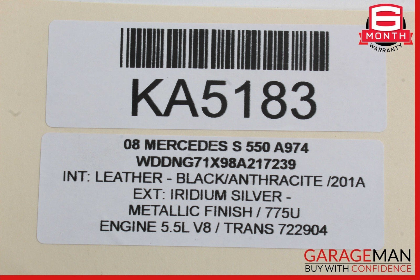 07-14 Mercedes W221 S550 S63 AMG Trunk Lid Pull Down Hydraulic Cylinder OEM