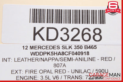 12-20 Mercedes R172 SLK350 Rear Right Side Door Window Regulator Motor Unit OEM