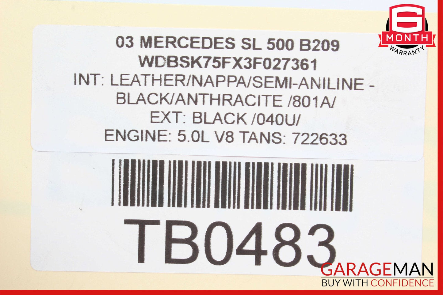 03-06 Mercedes R230 SL500 Power Steering Rack & Pinion 2304600800
