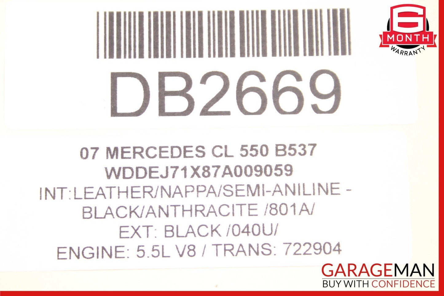 07-10 Mercedes W216 CL550 CL63 AMG Front Left Side Wing Fender Panel Black