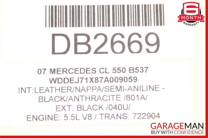 07-10 Mercedes W216 CL550 CL63 AMG Front Left Side Wing Fender Panel Black
