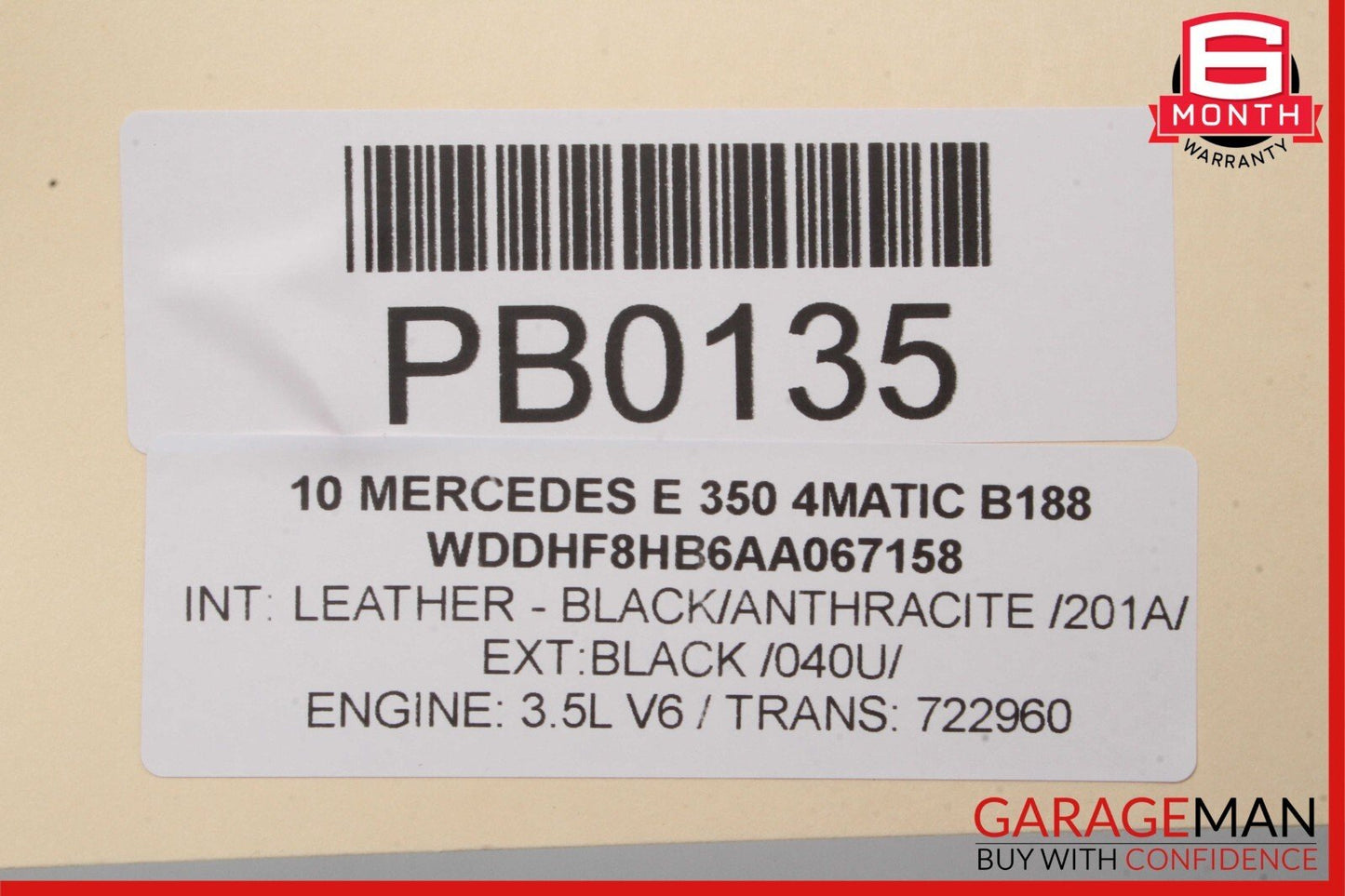 10-13 Mercedes W212 E350 E500 E250 Rear Left Side Interior Door Panel Grey