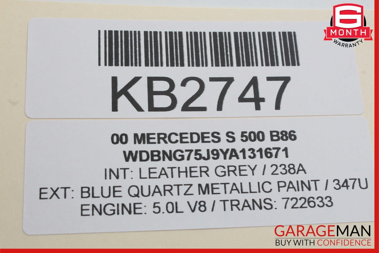 00-06 Mercedes W220 S500 Rear Left Side Door Window Regulator Motor Unit OEM