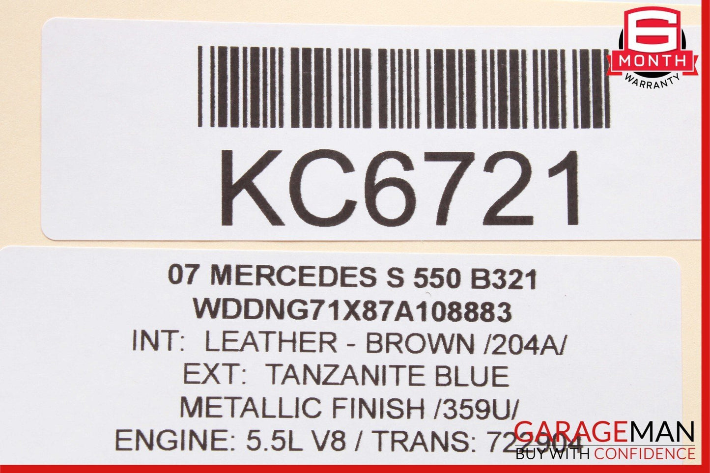 07-09 Mercedes W221 S550 S600 S63 Front Right Side Mirror Door Rear View Blue