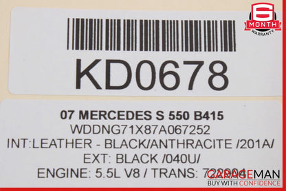 07-09 Mercedes W221 S550 S63 AMG Front Right Seatbelt Seat Belt Retractor Black