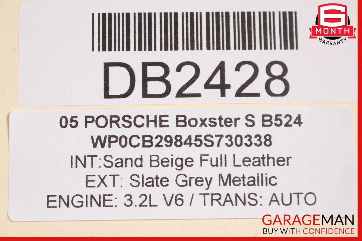05-12 Porsche Boxster 987 Front Right Side Exterior Door Shell Frame Slate Gray
