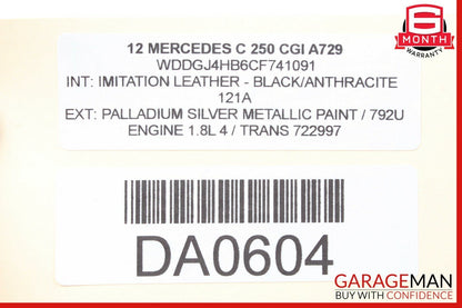 12-15 Mercedes W204 C250 Coupe Pano Panoramic Sunroof Moonroof Motor Power Drive