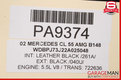 00-06 Mercedes W215 CL500 CL55 AMG CL600 Front Hood Bonnet Cover Panel Black