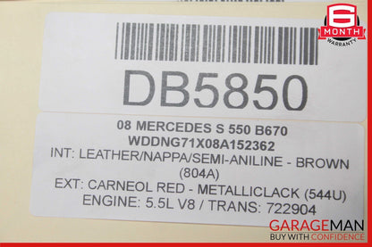 07-13 Mercedes W221 S550 Front Left Side Wing Fender Panel Cover Carneol Red