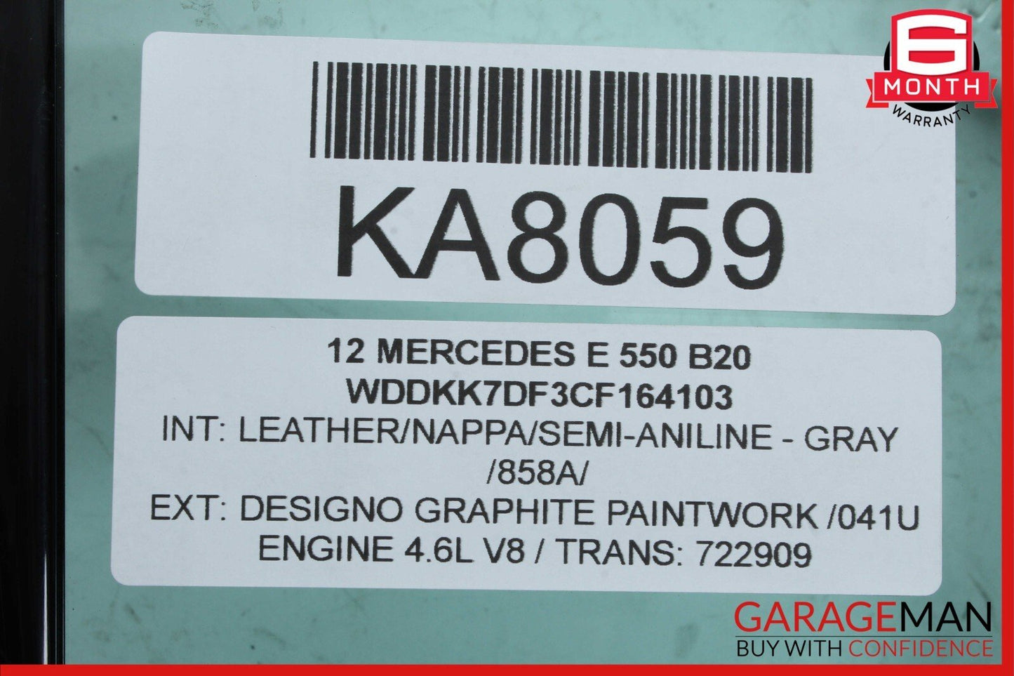 10-16 Mercedes W212 E550 Rear Right Quarter Window Glass & Regulator Motor Plate