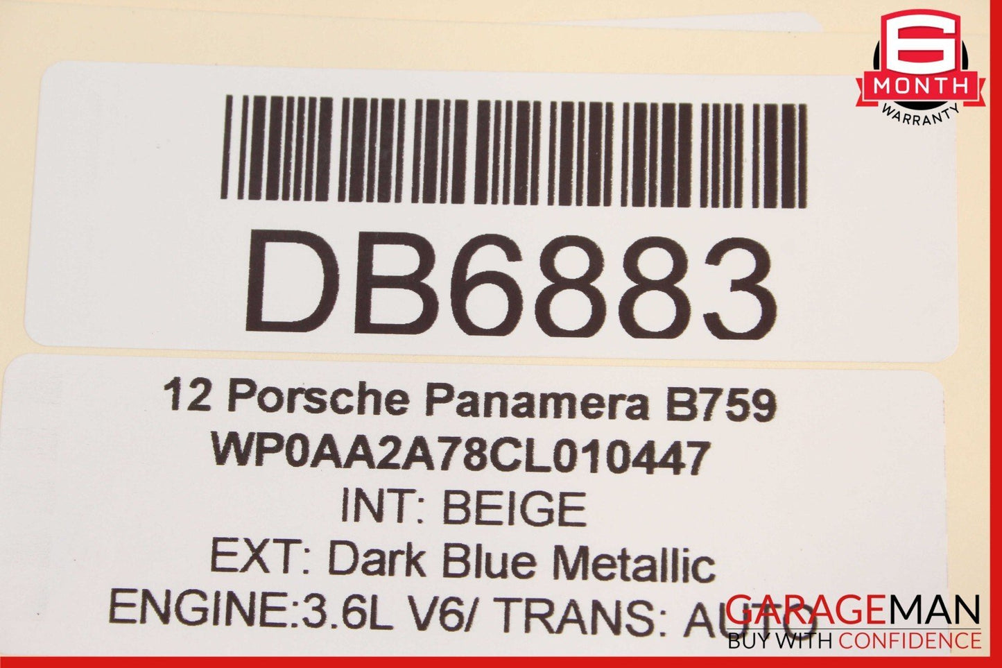 10-16 Porsche Panamera 970 Rear Left Interior Door Panel Trim Cover Assy Beige
