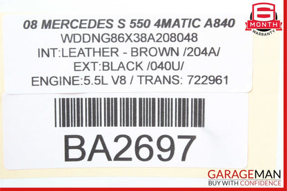 07-09 Mercedes W221 S550 S65 AMG Top Upper Rear View Mirror Brown 2218110007 OEM