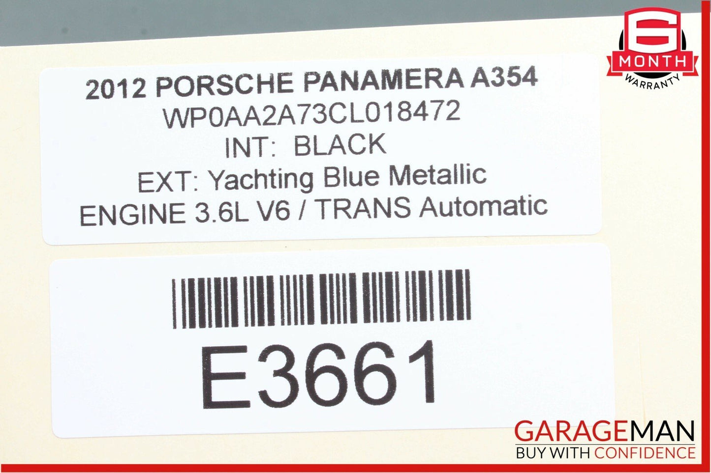 10-13 Porsche Panamera 970 Rear Left Driver Side Complete Interior Door Panel