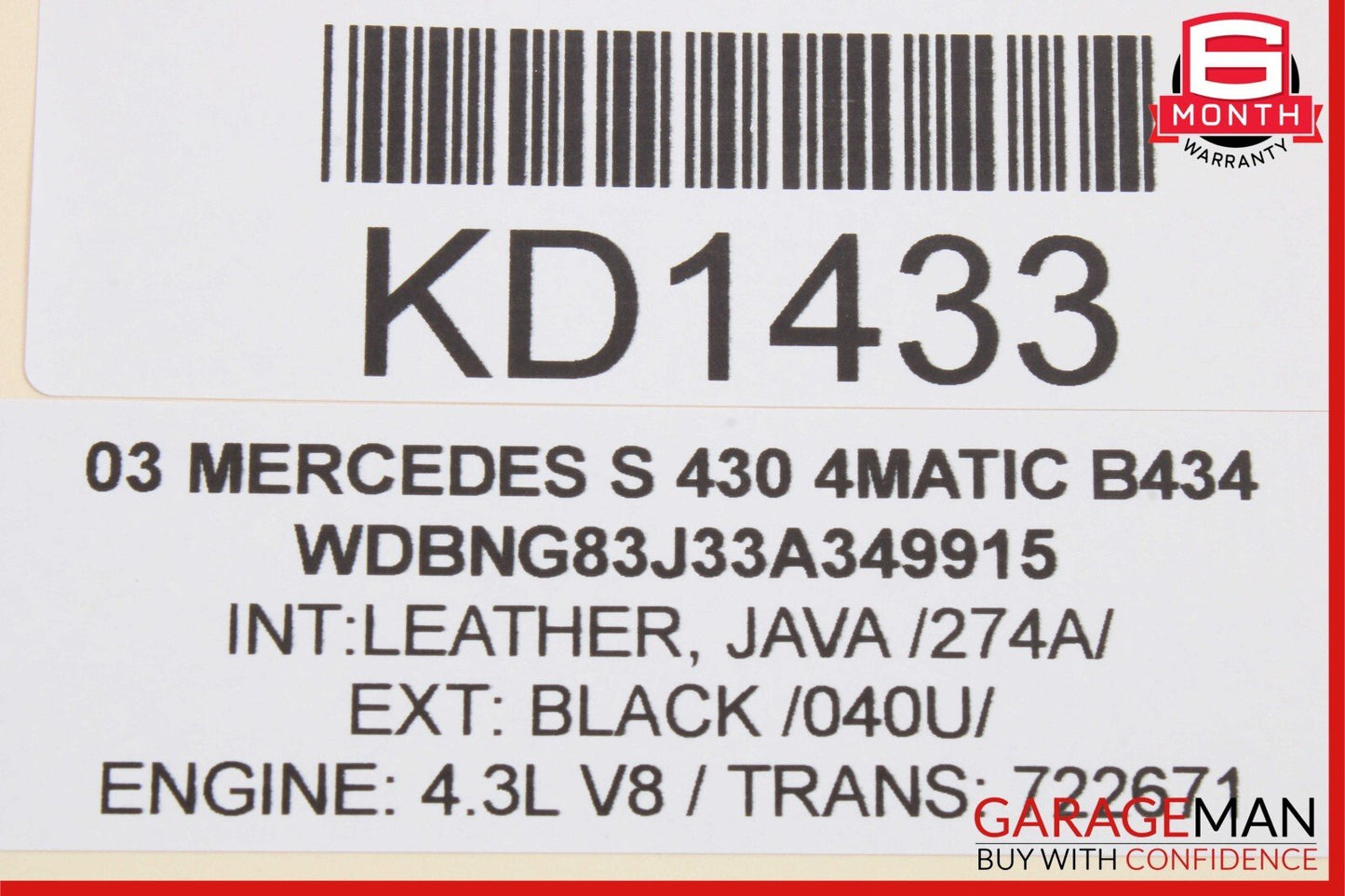 00-06 Mercedes W220 S430 S55 AMG Rear Left Side Door Step Sill Scuff Plate OEM