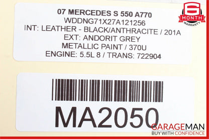 07-09 Mercedes W221 S550 S600 Front Left Side Mirror Door Rear View Grey OEM