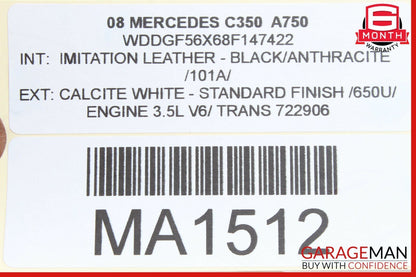 08-11 Mercedes W204 C350 Rear Right Passenger Side Exterior Door Handle White