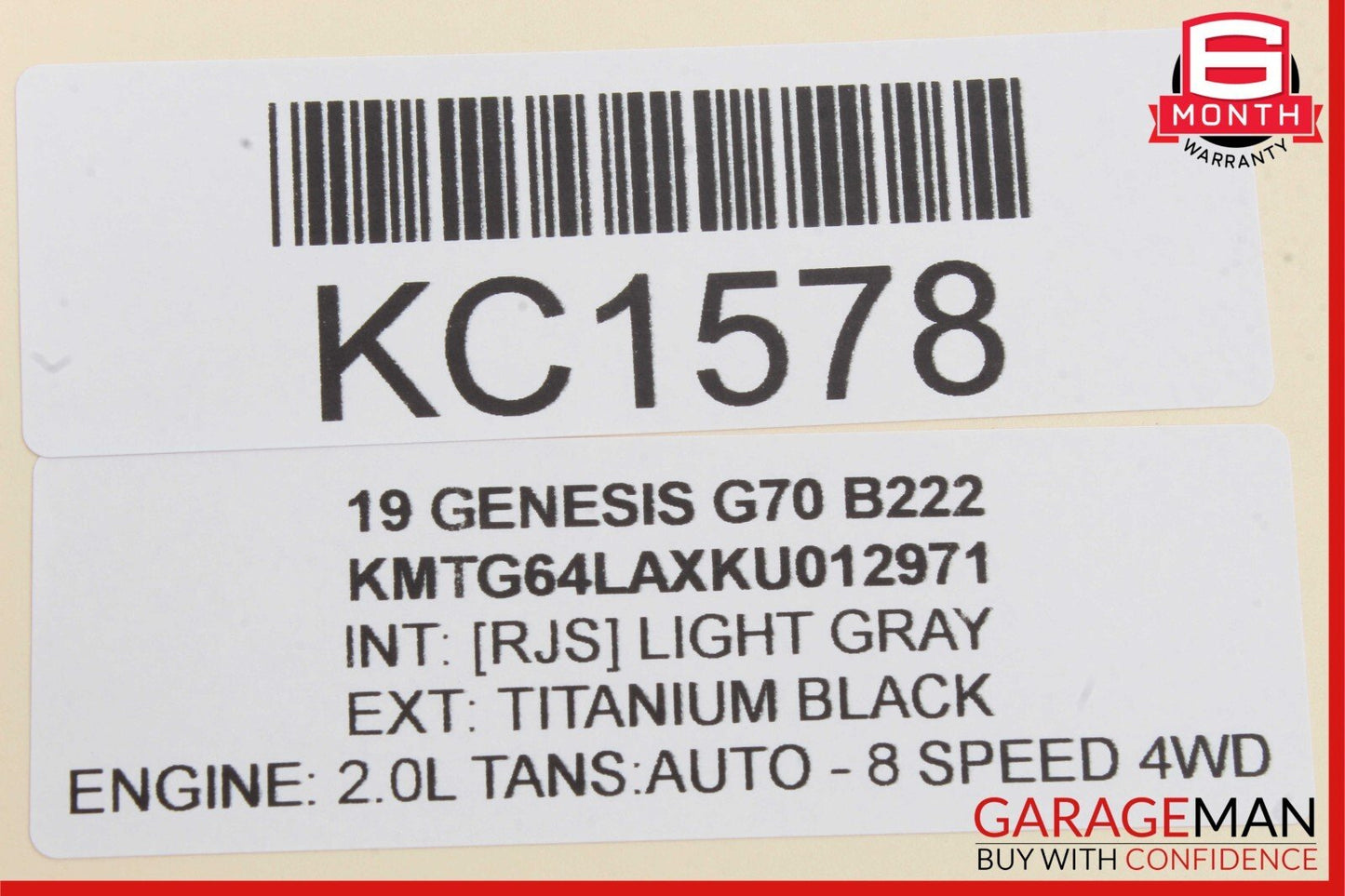 19-21 Genesis G70 Center Console Right Side Trim Panel Cover Black Leather OEM